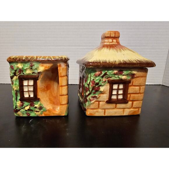 Vintage Set of Cottage Creamer & Sugar Bowl with Lid Made in Occupied Japan - Picture 4 of 10